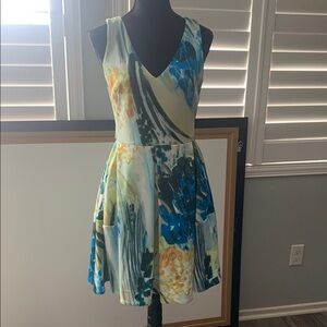 Vibrant Abstract V-Neck Taylor Dress